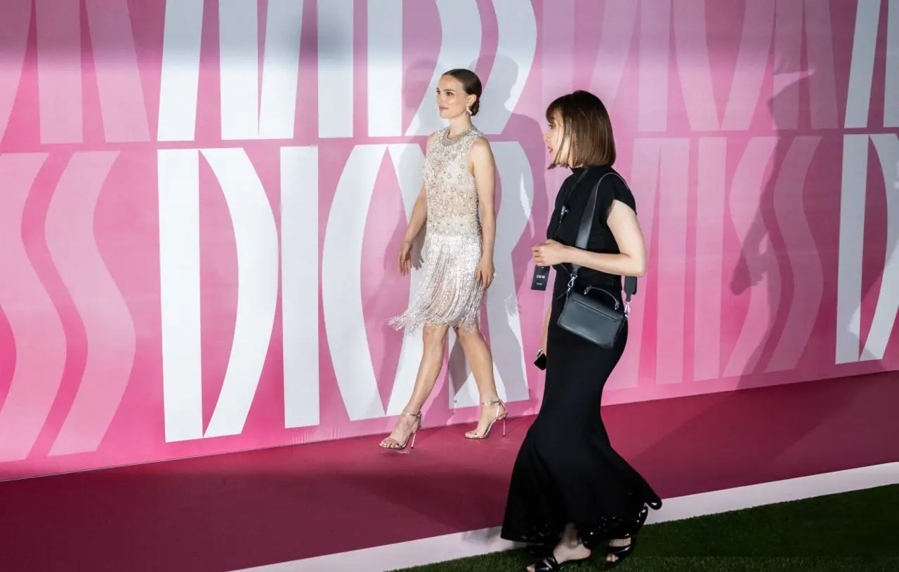 Natalie Portman Stills in Sheer and Sequins at Miss Dior Event